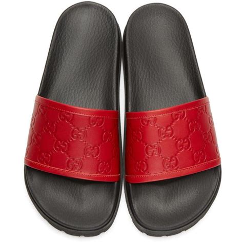 Gucci Red GG Supreme Pool Slides 